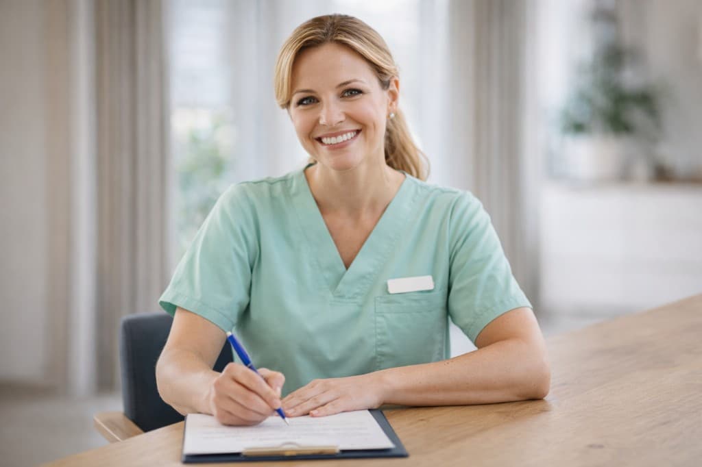 Pflegekraft im Erstgespräch